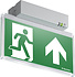 Noodverlichtingsarmatuur Evago Decentraal 2 watt, alu continu opbouw serie Evago + pictogram vluchtroute rechtdoor PP 220/51