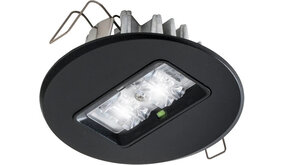 VanLien Noodverlichting: Vluchtwegsignalering  voor de installateur LED Noodverlichting  Inbouw armatuur IP42 - 100MM Zwart Antipaniek - 2W 5000K |  Ovale Lens  - Zelftest - Zaagmaat 68MM - Type EVA-R-DLI/ZW