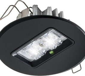 VanLien Noodverlichting: Vluchtwegsignalering  voor de installateur LED Noodverlichting  Inbouw armatuur IP42 - 100MM Zwart Antipaniek - 2W 5000K |  Ovale Lens  - Zelftest - Zaagmaat 68MM - Type EVA-R-DLI/ZW