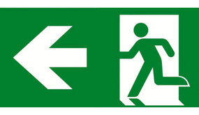 VanLien Noodverlichting: Vluchtwegsignalering  voor de installateur LED Noodverlichtings armatuur Evago  Toebehoren |  Pictogramplaat vluchtroute Links - Type PP220/53