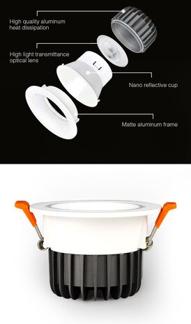 milight LED Downlight - Anti-glans - 6W - RGB+CCT - 550lm - ø80-85mm | MIBOXER