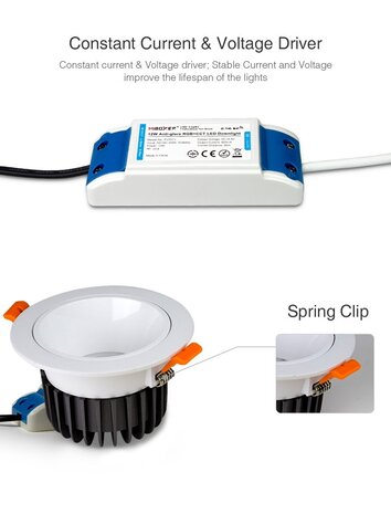 milight LED Downlight - Anti-glans - 12W - RGB+CCT - 1000lm - ø95-100mm | MIBOXER