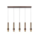 Lucide Dimbare LED Staaf Hanglamp 28CM - Brons MARGARY - 21W - 2700K 927 warm wit | 5-Lichts - TRIAC DIM  Koffie