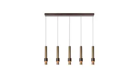 Lucide Dimbare LED Staaf Hanglamp 28CM - Brons MARGARY - 21W - 2700K 927 warm wit | 5-Lichts - TRIAC DIM Koffie Lucide Dimbare LED Staaf Hanglamp 28CM - Brons MARGARY - 21W - 2700K 927 warm wit | 5-Lichts - TRIAC DIM Koffie
