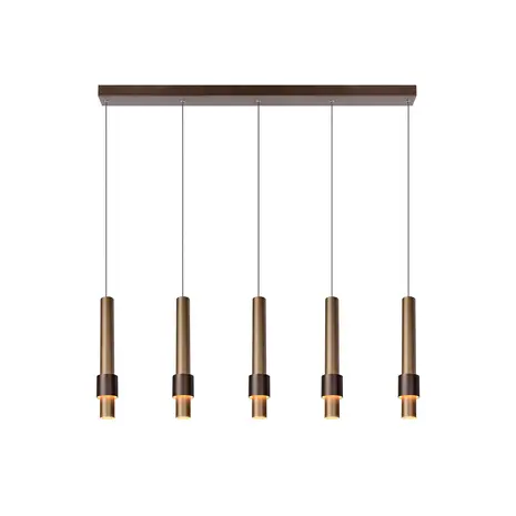 Lucide Lucide MARGARY - Hanglamp - LED Dimb. - 5x4,2W 2700K - Koffie