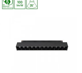 Spectrum voor de installateur LED DALI 48V Magnetische - Zwart - GRID 204X23X42MM - 12W 1200Lm - 3000K 830 Warm Wit |  Shift Systeem - Dali dimbaar - 5 jaar garantie