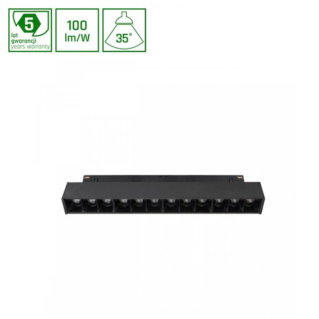 Spectrum voor de installateur LED DALI 48V Magnetische - Zwart - GRID 204X23X42MM - 12W 1200Lm - 3000K 830 Warm Wit |  Shift Systeem - Dali dimbaar - 5 jaar garantie