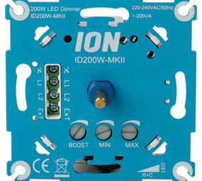 ION INDUSTRIES ION Industries dimmer inbouw - LED - 1-200 W - druk-wissel - RC element - blauw