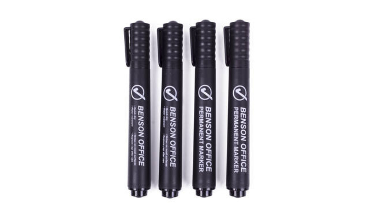 Benson MARKEERSTIFT - Permanent -Fijn - 4 Stuks - Zwart