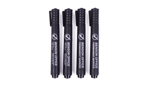 Benson MARKEERSTIFT - Permanent -Fijn - 4 Stuks - Zwart