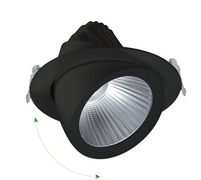 Spectrum voor de installateur LED Downlight Banaanspot - Zwart -  SAL 2 -  27W 125Lm / W -  MEAT - 940 4000K - Kantelbaar - 50 Graden