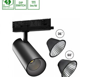 Spectrum voor de installateur LED Railspot 3-Fase - Andromeda Zwart - 15-27W  2500-3000Lm - 3000K 930 Warm Wit | 36- 60D - Multi Lumen Switch - 5 Jaar Garantie