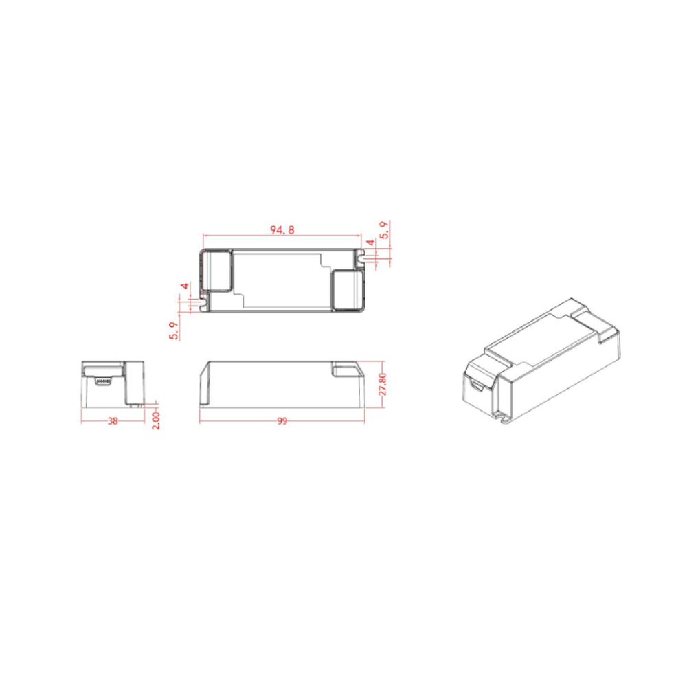 LCB LED Led Driver | DIMBAAR | 250mA | Downlight schikt voor 10W CCT variant LCB LED Led Driver | DIMBAAR | 250mA | Downlight schikt voor 10W CCT variant