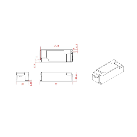 LCB LED Led Driver | DIMBAAR | 250mA | Downlight schikt voor 10W CCT variant LCB LED Led Driver | DIMBAAR | 250mA | Downlight schikt voor 10W CCT variant