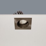 LCB LED Europe  LED Inbouwspot IP44 - Vierkant VENICE 80MM - Geborsteld RVS 1-Lichts - 8W 810Lm - 2700K 827 Warm Wit | Kantelbaar - Stralingshoek 36° - Zaagmaat 68MM