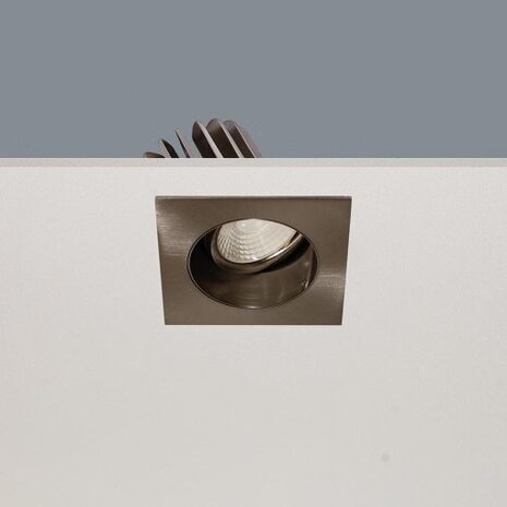 LCB LED LED Inbouwspot IP44 - Vierkant VENICE 80MM - Geborsteld RVS 1-Lichts - 8W 810Lm - 2700K 827 Warm Wit | Kantelbaar - Stralingshoek 36° - Zaagmaat 68MM