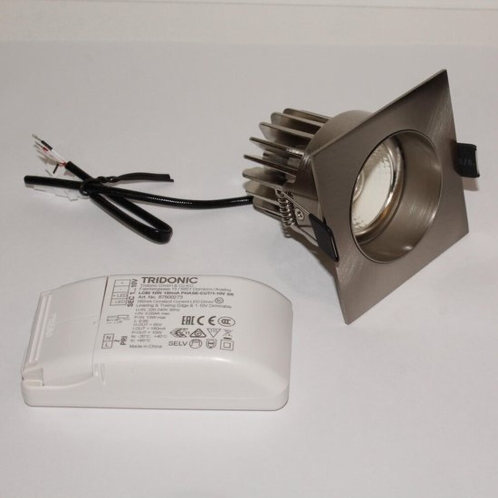 LCB LED LED Inbouwspot IP44 - Vierkant VENICE 80MM - Geborsteld RVS 1-Lichts - 8W 810Lm - 2700K 827 Warm Wit | Kantelbaar - Stralingshoek 36° - Zaagmaat 68MM