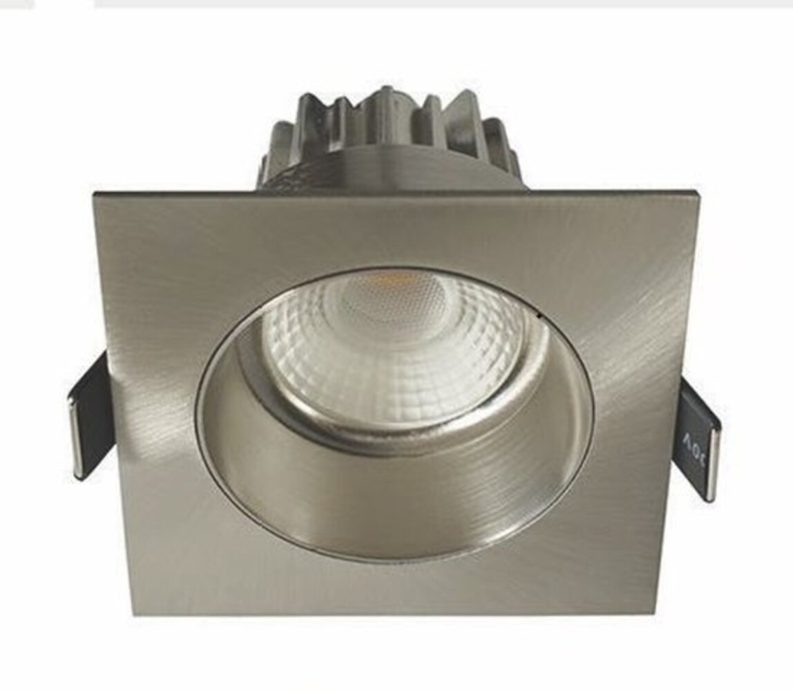 LCB LED LED Inbouwspot IP44 - Vierkant VENICE 80MM - Geborsteld RVS 1-Lichts - 8W 810Lm - 2700K 827 Warm Wit | Kantelbaar - Stralingshoek 36° - Zaagmaat 68MM