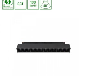 Spectrum voor de installateur LED 48V Dimbare Magnetische Spot Louvre Trackbar Zwart - 12W 1200Lm | Tunable White 2700-6500K | Zigbee 3.0 Shift systeem