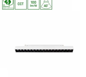 Spectrum voor de installateur LED 48V Dimbare Magnetische Spot Louvre Trackbar Wit - 17W 1700Lm | Tunable White 2700-6500K | Zigbee 3.0 Shift systeem
