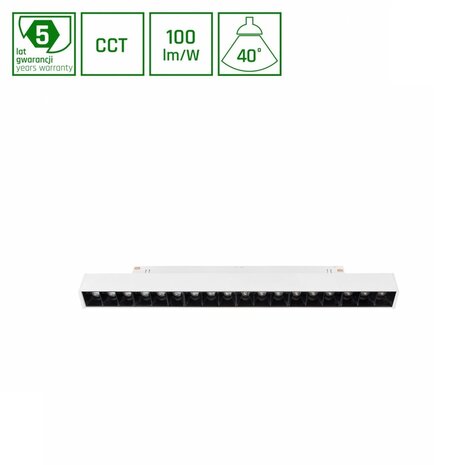 Spectrum LED 48V Dimbare Magnetische Spot Louvre Trackbar Wit - 17W 1700Lm | Tunable White 2700-6500K | Zigbee 3.0 Shift systeem Spectrum LED 48V Dimbare Magnetische Spot Louvre Trackbar Wit - 17W 1700Lm | Tunable White 2700-6500K | Zigbee 3.0 Shift systeem