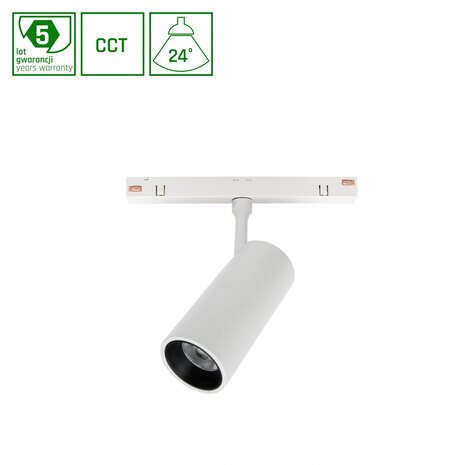 Spectrum LED 48V Dimbare Magnetische Railspot - Wit M - 10W 950Lm | Tunable White 2700-6500K | Zigbee 3.0 Shift systeem Spectrum LED 48V Dimbare Magnetische Railspot - Wit M - 10W 950Lm | Tunable White 2700-6500K | Zigbee 3.0 Shift systeem