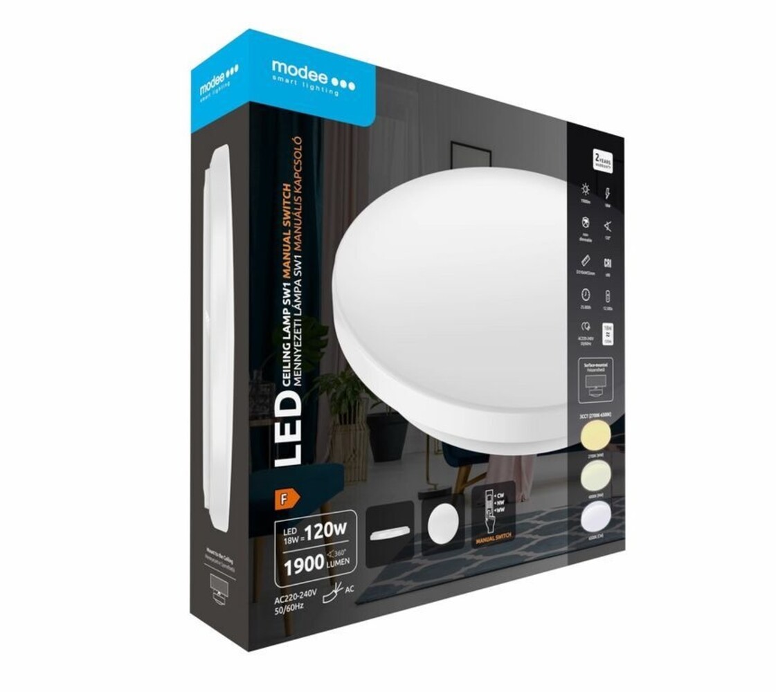 Modee Lighting Modee LED Plafondlamp SWITCH – 18W - 3CCT -  Ø310x55mm - 1900 lumen Modee Lighting Modee LED Plafondlamp SWITCH – 18W - 3CCT -  Ø310x55mm - 1900 lumen