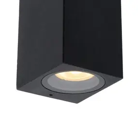 Lucide LED Buiten Wandlamp IP44 - Zwart Alu Downlight 100MM  - ZARO | 1 Lichts - GU10 Fitting - 68MM Breed