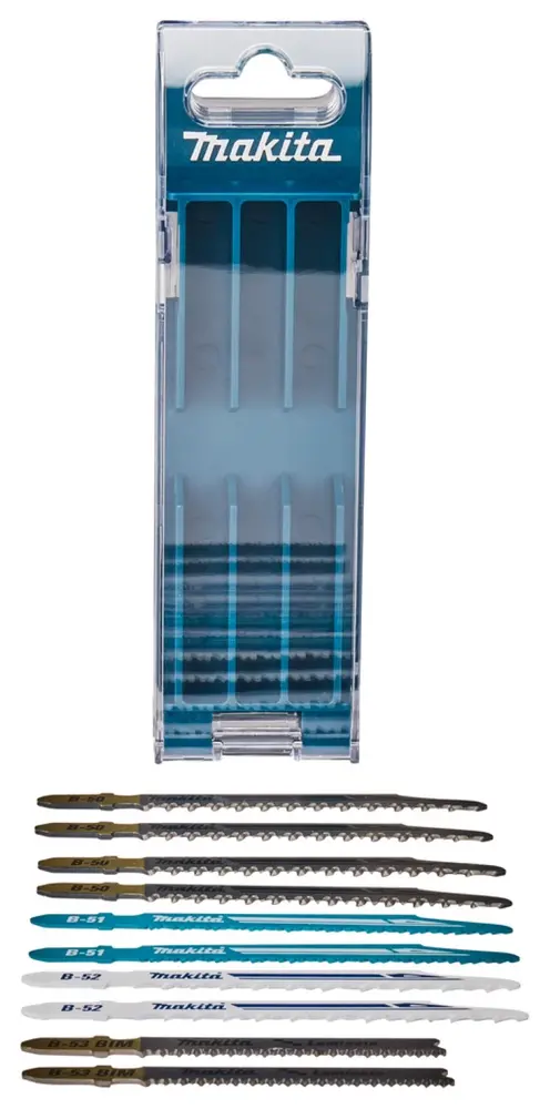 Makita: Professioneel Gereedschap voor de elektricien Decoupeerzaagbladenset B-44426 - 10-delig - HCS/HSS - Voor Hout & Metaal - T-schacht