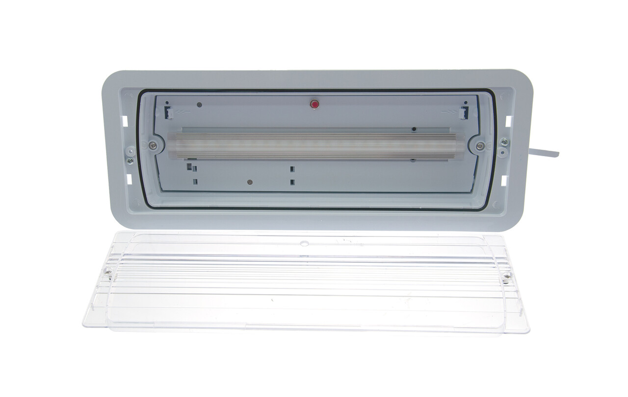 Macbright LED Noodverlichting inbouw armatuur IP20 - Transpartant Continu - 4W 320Lm 5000K | IK08 - Zelftest - Type TIC -N/N 4W 840 PT - 420x130mm - Zonder Pictogram