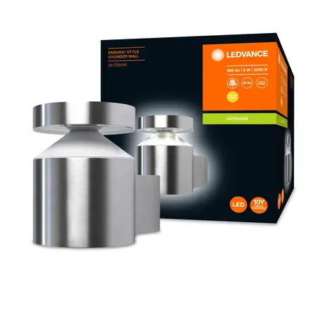 Ledvance Zakelijk: Professionele LED Verlichting & Armaturen | voor de installateur LED Wandlamp - Endura Stijl Cilinder - Roestvrij Staal - 6W 360lm - 3000K Warm Wit