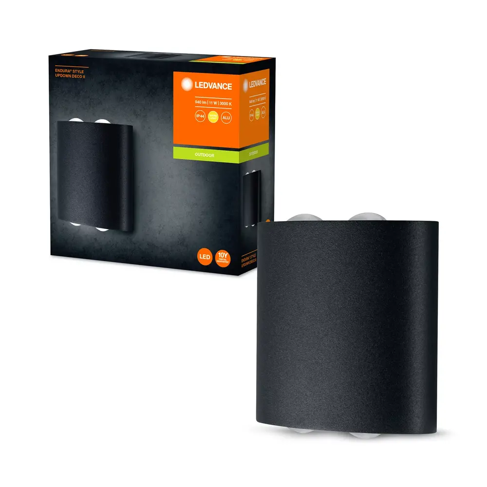 Ledvance LED Wandlamp - Endura Stijl Updown Deco - Donker Grijs - 11W 550lm - 3000K Warm Wit