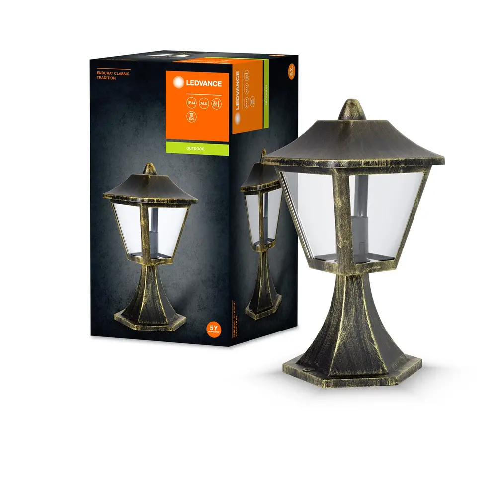 Ledvance Zakelijk: Professionele LED Verlichting & Armaturen | voor de installateur LED Tuinlamp - Endura Classic - Zwart-Goud - E27 - 33cm | Traditioneel Ledvance Zakelijk: Professionele LED Verlichting & Armaturen | voor de installateur LED Tuinlamp - Endura Classic - Zwart-Goud - E27 - 33cm | Traditioneel