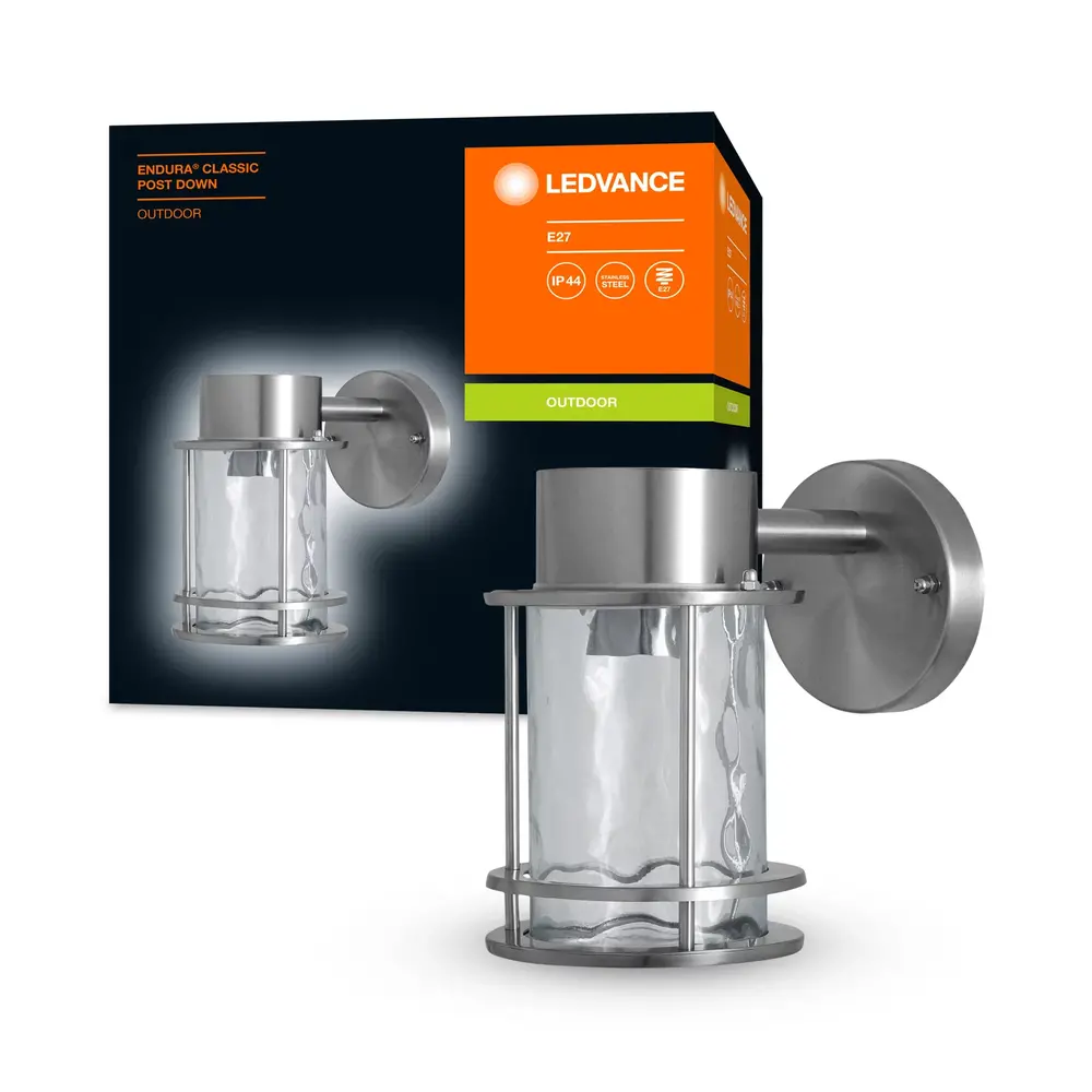 Ledvance Zakelijk: Professionele LED Verlichting & Armaturen | voor de installateur LED Wandlamp - Endura Classic - Staal - E27 | Down