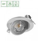LED Inbouwspot - MOBILO - 6.5W - CCT 3000K/4000K/6000K - 130 lm/W - IP20 - 36° Bundel - Ø105x35mm - Wit