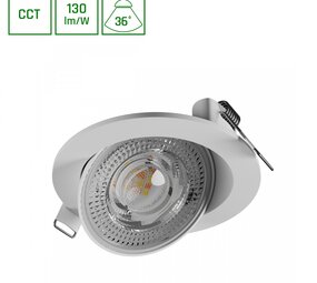 LED Inbouwspot - MOBILO - 6.5W - CCT 3000K/4000K/6000K - 130 lm/W - IP20 - 36° Bundel - Ø105x35mm - Wit