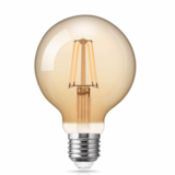 LED Filament lamp XL Dimbaar - E27 Fitting G125 - 4W 380Lm  -  2200K Extra Warm Wit | Amber Gemeleerd Glas 12,5 cm
