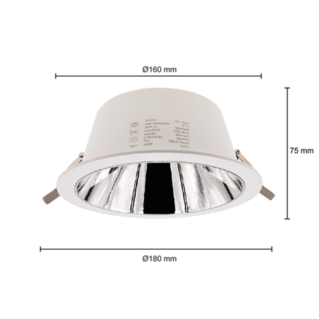 LED Downlight - Wit 180MM  - 16W 1559Lm - CCT 830-840-850 Multi Color Switch  |  Zaagmaat 160MM + Eurostekker 1.5m LED Downlight - Wit 180MM  - 16W 1559Lm - CCT 830-840-850 Multi Color Switch  |  Zaagmaat 160MM + Eurostekker 1.5m