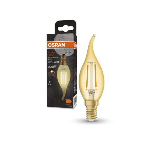 Ledvance Zakelijk: Professionele LED Verlichting & Armaturen | voor de installateur LED Filament Lamp - Vintage 1906 Classic - BA22 - 2.5W 824 - E14 | Zeer Warm Wit