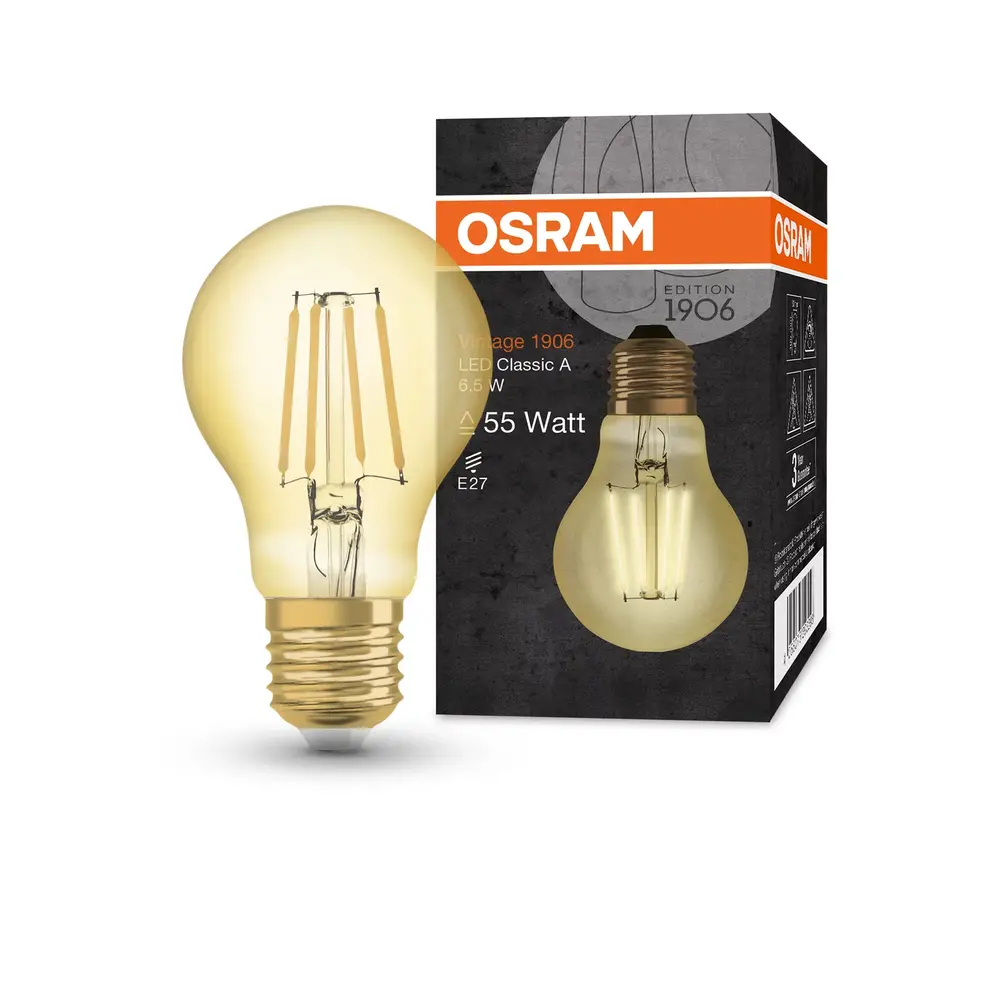 Ledvance Zakelijk: Professionele LED Verlichting & Armaturen LED Filament Lamp - Vintage 1906 Classic - A50 - 6.5W 824 - E27 | Zeer Warm Wit