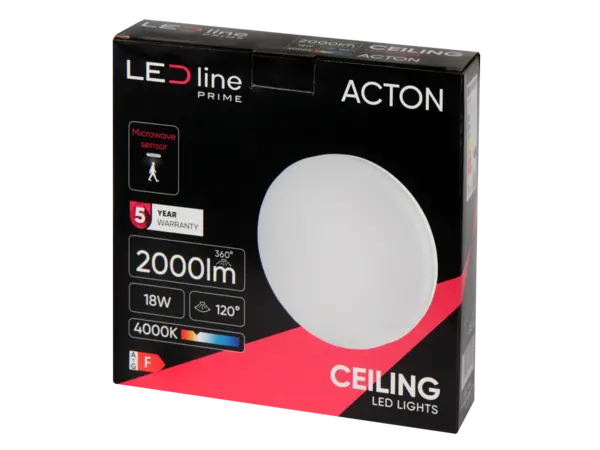 LCB LED LED Plafondlamp/ Wandlamp IP54 - Acton - Bewegingssensor MV - 18W  2000Lm - 4000K 840 Koel Wit  | IK08 - 5 jaar garantie  -  vervangt 160W