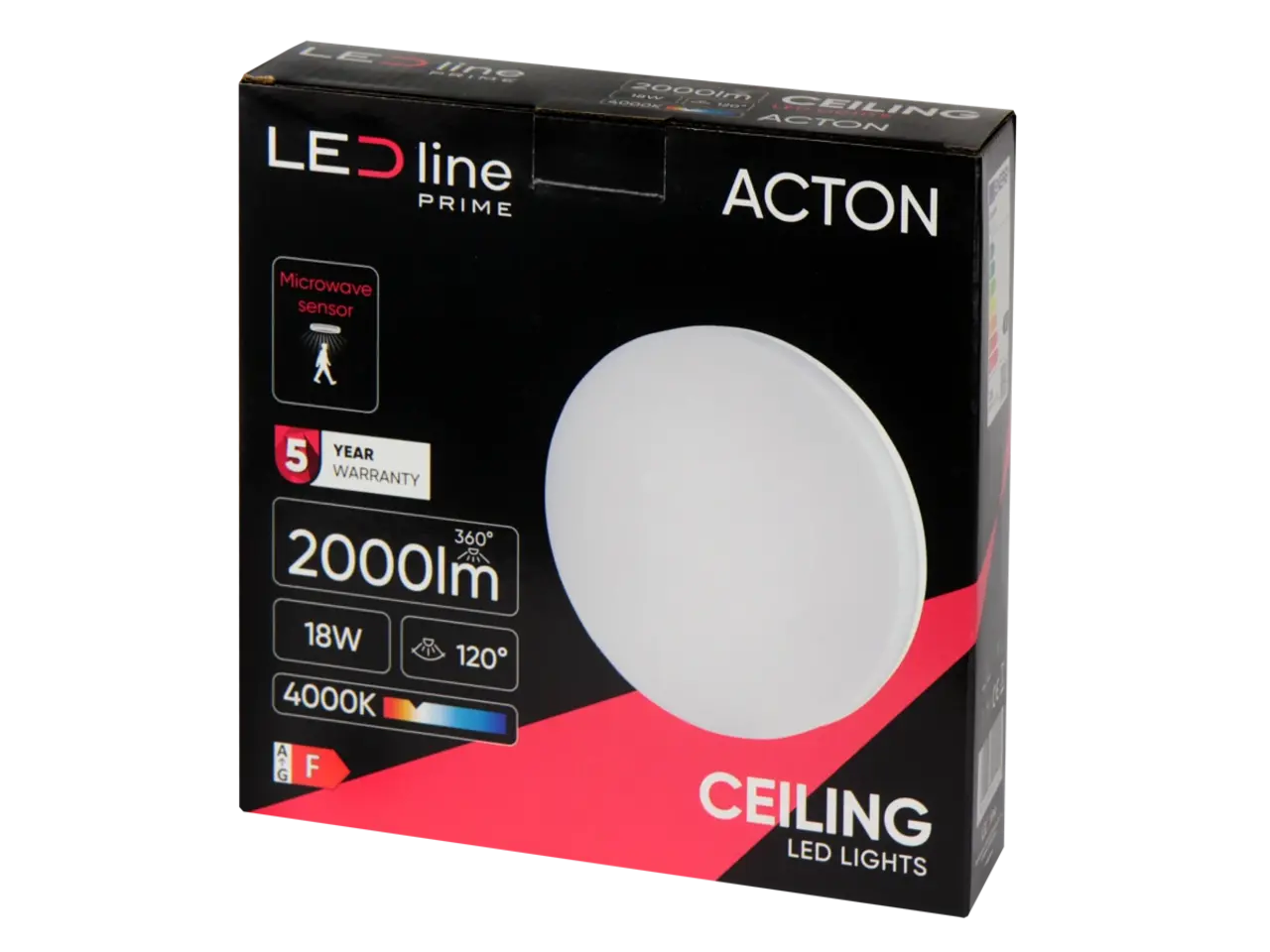 LCB LED LED Plafondlamp/ Wandlamp IP54 - Acton - Bewegingssensor MV -  24W 2600Lm - 4000K 840 Koel Wit  | IK08 - 5 jaar garantie  -  vervangt 240W