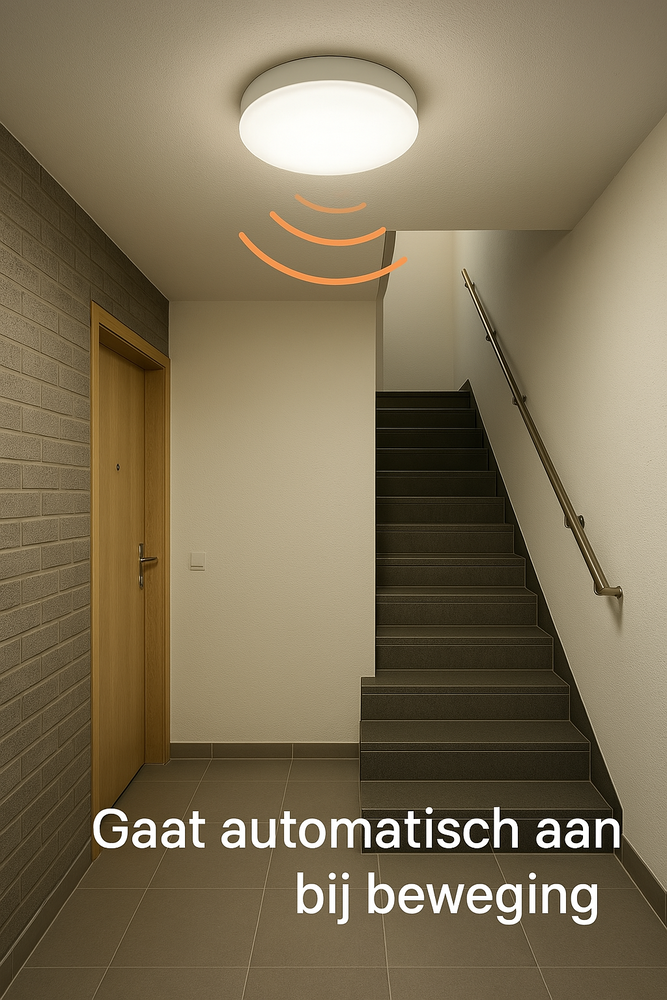 LCB LED LED Plafondlamp/ Wandlamp IP54 - Acton - Bewegingssensor MV -  24W 2600Lm - 4000K 840 Koel Wit  | IK08 - 5 jaar garantie  -  vervangt 240W