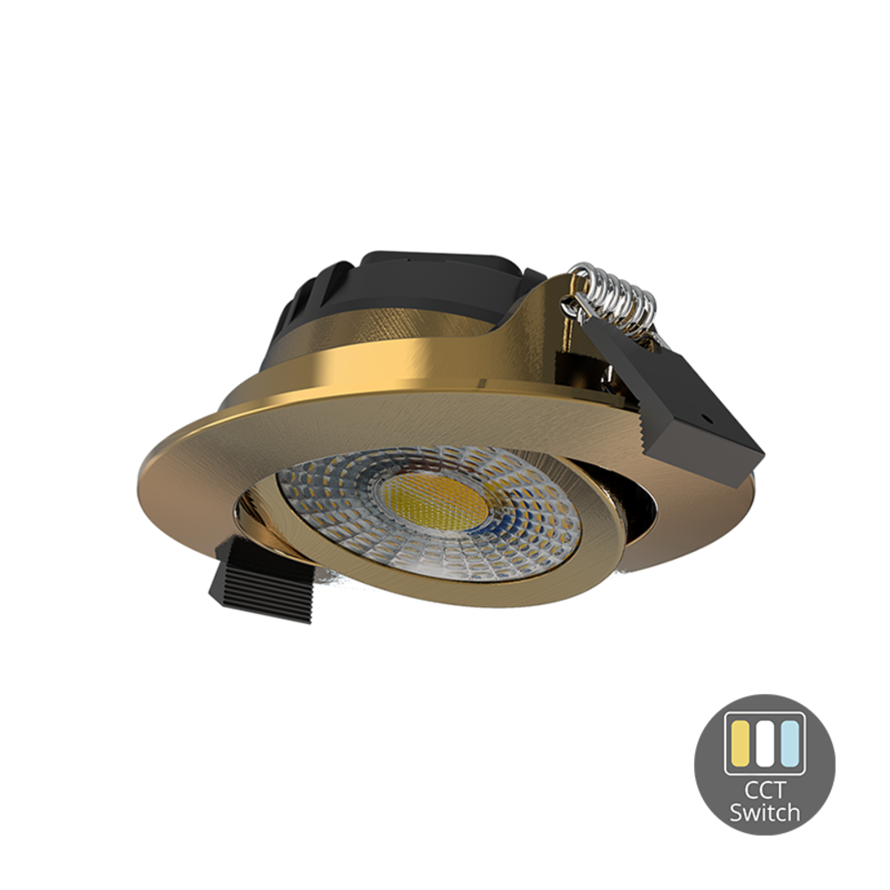 LCB LED Europe  LED Inbouwspot IP65 - 82MM Goud Messing - 6W 580Lm  - CCT 827 - 830 - 840 Multi Color Switch | Zaagmaat 67MM Triac Dimbaar - Inclusief Lasdoos