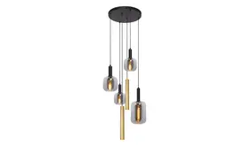 LED Hanglamp - JOANET Tube - Ø65cm - 4x E27 Fitting - Messing - In Hoogte Verstelbaar - Dimbaar - Binnenverlichting - Exclusief Lichtbronnen - Max. 4x40W - Design Glasarmatuur LED Hanglamp - JOANET Tube - Ø65cm - 4x E27 Fitting - Messing - In Hoogte Verstelbaar - Dimbaar - Binnenverlichting - Exclusief Lichtbronnen - Max. 4x40W - Design Glasarmatuur