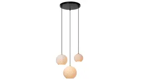LED Hanglamp - BINA - Ø40cm – 3x E27 – Porselein – Dimbaar – Witte Plafondlamp – Geschikt voor LED LED Hanglamp - BINA - Ø40cm – 3x E27 – Porselein – Dimbaar – Witte Plafondlamp – Geschikt voor LED