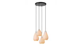 LED Hanglamp - CINZIA - Ø55,5cm – 4x E27 – Porselein – Dimbaar – Wit – Geschikt voor LED – Verstelbaar – Plafondlamp voor Binnen LED Hanglamp - CINZIA - Ø55,5cm – 4x E27 – Porselein – Dimbaar – Wit – Geschikt voor LED – Verstelbaar – Plafondlamp voor Binnen