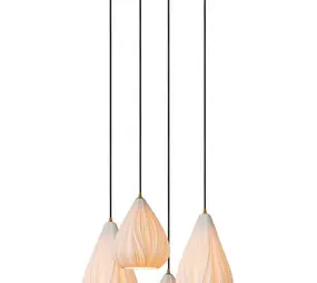 LED Hanglamp - CINZIA - Ø55,5cm – 4x E27 – Porselein – Dimbaar – Wit – Geschikt voor LED – Verstelbaar – Plafondlamp voor Binnen