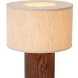Lucide LED Tafellamp - TACHINA – Hout & Linnen – 1x E14 Fitting – Ø15cm – Niet dimbaar – Geschikt voor LED – Binnenverlichting – Natuurlijke look
