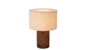 LED Tafellamp - TACHINA – Hout & Linnen – 1x E14 Fitting – Ø15cm – Niet dimbaar – Geschikt voor LED – Binnenverlichting – Natuurlijke look LED Tafellamp - TACHINA – Hout & Linnen – 1x E14 Fitting – Ø15cm – Niet dimbaar – Geschikt voor LED – Binnenverlichting – Natuurlijke look